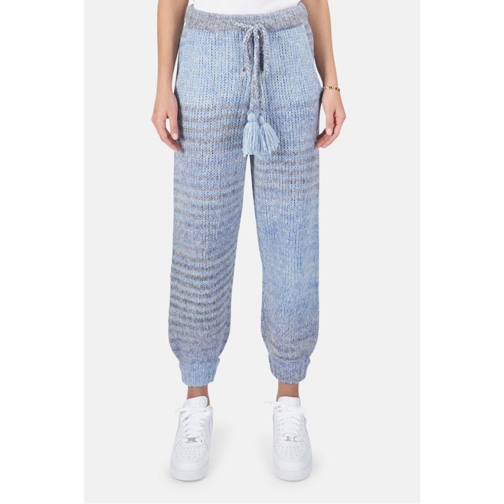 LoveShackFancy Blossom Alpaca Blend Knit Jogger Pants Blue Ombré XS